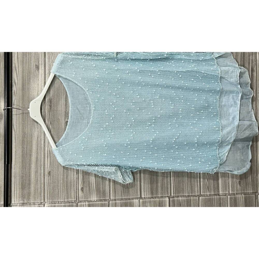 NEW OZ women's embelished italian short sleeve tee in aqua